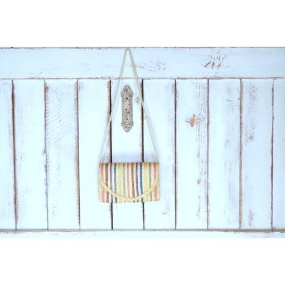 Vintage tan striped straw envelope shoulder purse
